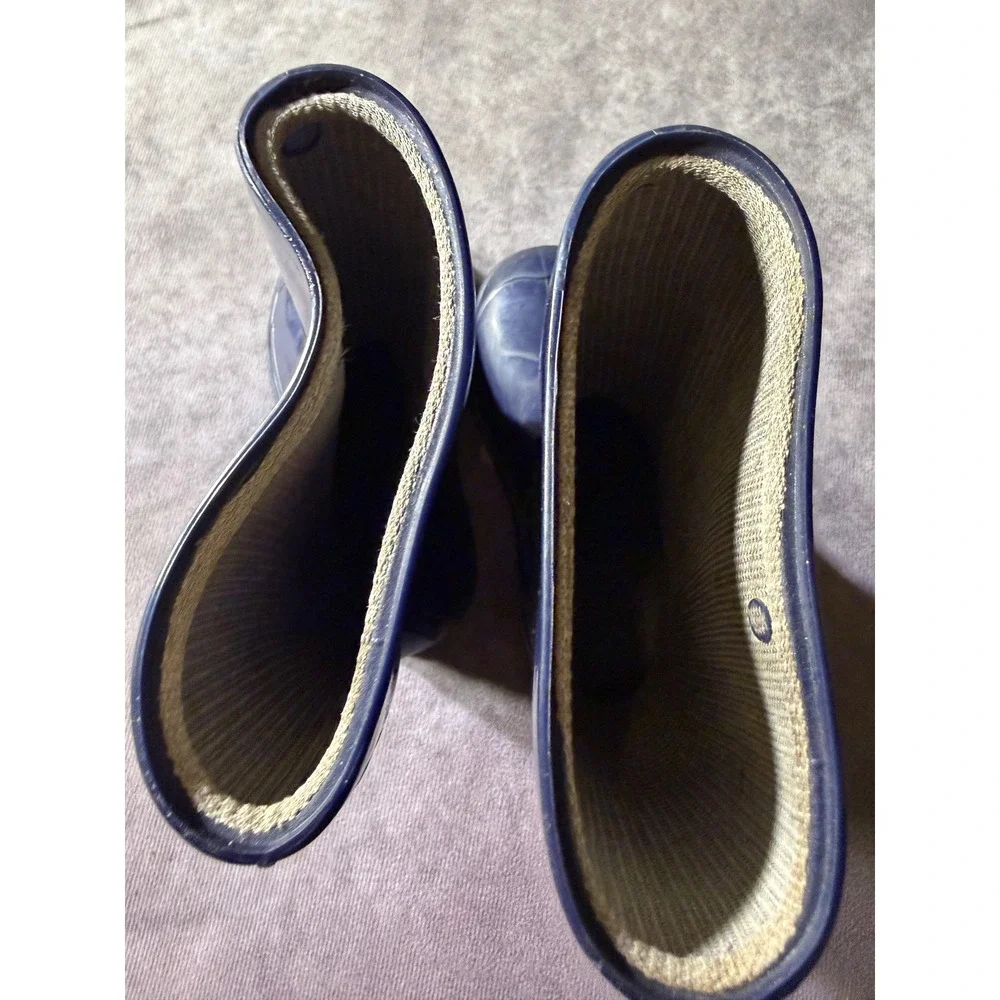 Navy Blue Toddler Rubber Rain Boots Waterproof Mid Calf Size 5-6